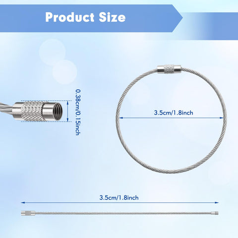 Beefy 12 Pcs Wire Keychain Cable Stainless Steel Loops Key Ring 2mm Coated Key Chain 6 Inch Keychain product size details