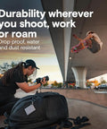 Photographer shoots skateboarder with X9 Pro 1TB Portable SSD With Lightning Fast 1050 MB Per Second Read And Write USB C 3 Point 2 External Drive