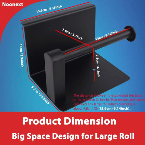 Adhesive Stainless Steel Toilet Paper Holder With Shelf No Drilling Matte Black Mega Roll Dispenser product dimensions