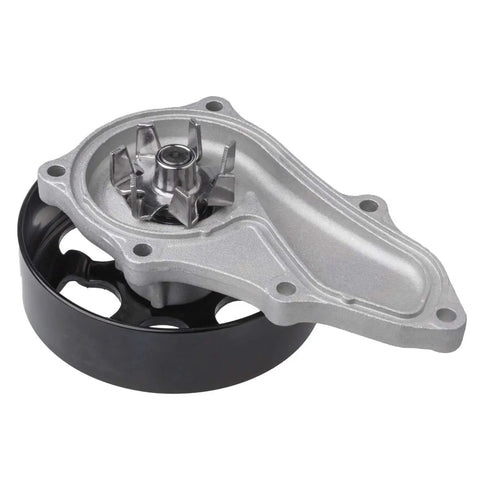 Professional Water Pump Kit With Gasket Direct Swap for 2.4L L4 Engine, shiny silver impeller and black housing.