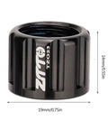 Super Durable Aluminum Bike Thru Axle Nut 12mm 15mm Thread Quick Release Cap view showing 19mm diameter and 14mm height.
