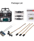 FS-i6X 10CH 2.4GHz RC Transmitter Remote Controller with FS-X6B Receiver set, wires, stickers, and manual for drones.