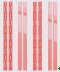 4 Pack 12 Inch Transparent Acrylic Piano Hinges With Self Adhesive Backing No Glue Required shown with pre-applied tape