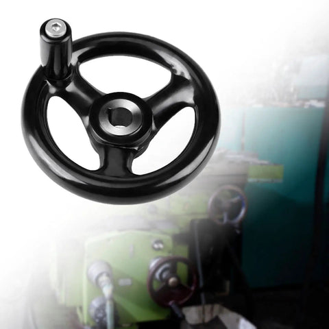 Round Hand Wheel With Revolving Handle For Lathe And Mill Three Spoke Spare Part Easy To Install Durable Bakelite And Metal Construction 4 Inch Diameter Replacement Wheel For Precision Machines