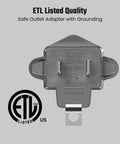 Top Tier Four Pack ETL Certified 2 Prong To 3 Prong Outlet Adapter Gray Heavy Duty Electrical Plug Converter showing grounding design.
