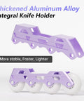 Purple aluminum alloy frame for high performance inline skates for adults with pro style for racing street and figure skating ABEC eleven bearings unibody shell purple finish size 4 to 10 unisex fit for men and women built for speed skating and all around skating.
