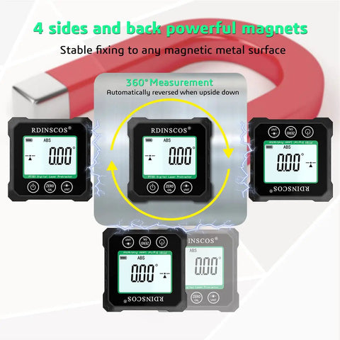Rechargeable Magnetic Angle Finder With 0.01 Degree Resolution And 0.2 Degree Accuracy For DIY And Pro Woodworking Plumbing And Metalwork Ready To Roll Out Of The Box For Easy Leveling And Precision Angle Setup, 360° display