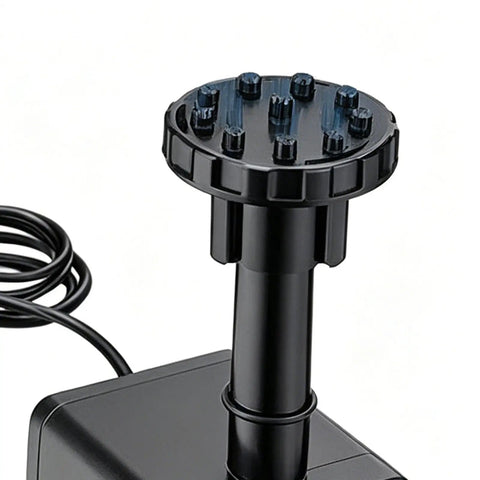 Sun Powered Pond Pump Kit With 1.5W Silent Motor, 200L High Flow Rate nozzle close-up, ideal for pools and gardens.