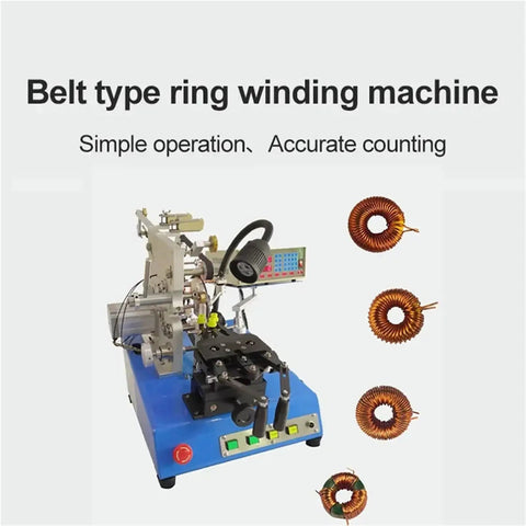 Slick Belt Type Ring Winding Machine With Magnetic And Iron Cores Featuring An Inductance Hook For No Sweat Needle Threading.