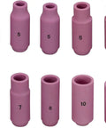 Pro Grade TIG Alumina Nozzle Set For SR WP 17 18 26 Torches Ceramic Cups Assorted Sizes, ten pieces gas lens ready