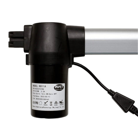 Power Recliner Motor Actuator Replacement R811A for RMT Sofa Lift Chairs with labeling and connector, black finish