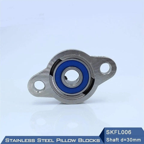 Premium Stainless Steel Bearing Housings SKFL006 For 30mm Shaft Size Pillow Block Units With SSKFL006 Design Handling Heavy Loads Like A Boss And Comes Ready To Install With Included M10 Bolts For Quick Setup On Any Rig Or Work, stainless steel pillow block bearing with blue seal and 30mm bore