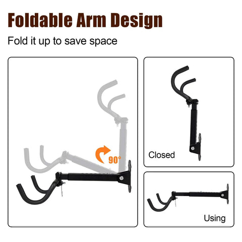 Heavy Duty Steel Bike Wall Mount Hanger For Garage Storage Foldable Arm Bike Rack showing folding arm mechanism