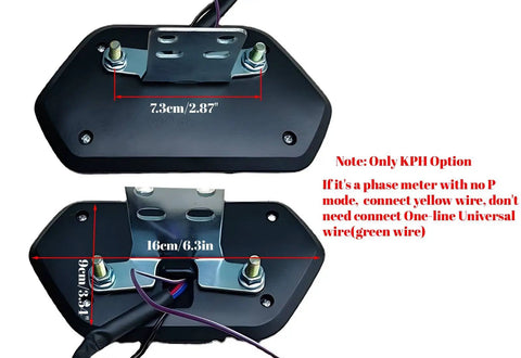 Back view of Must Have Ebike Display For 48V 60V 72V Universal LED Screen Meter with mounting dimensions.