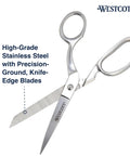 Heavy Duty Bent Fabric Scissors With 8 Inch Forged Blades And Precision Ground Knife Edge For Seamless Cutting, Perfect For Sewing, Crafts, And Office Projects, stainless steel