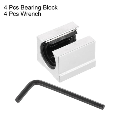 Four Pack SBR20UU Linear Bearing Blocks 20mm Open Slide Bearings with wrench for SBR20 rails ideal for CNC routers