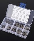 Heavy Duty M3 Captive Screws 212 Piece Hardware Kit 304 Stainless Steel Fasteners With Storage Box, organized parts for quick access.