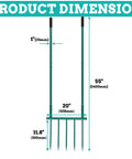 Heavy Duty 5 Tines Broad Fork Garden Tool, 55 Inch Long U Shaped Hand Tiller, 20 Inch Wide For Aerating Soil with dimensions