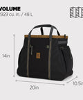 Monster 48L Gear Hauler Tote Bag In Recycled Nylon Free Standing And Abrasion Resistant displayed with size dimensions.