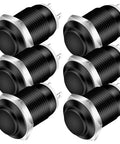 6 Pack 12mm Momentary Push Button Switches Raised Head Cable Aluminum Alloy 1NO Waterproof IP65 12V 24V 36V 110V 250V No LED Black Shell for DIY Projects, Arcade Cabinets and Electronics, six black switches