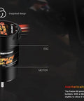 Quicrun Fusion Se 1800KV Brushless ESC for RC cars and boats, ultra compact 58mm design with clean layout and FOC drive mode.