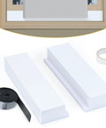 2 Pack U Shape Window AC Foam Block With Weather Seal Tape Curtain Side Draft Stopper Stop Cold Drafts And Air Leaks All Season Insulation For Midea Window AC Units, shown with foam blocks and sealing tape.