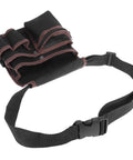 Top Shelf Electrician Tool Belt With Spacious Multi Pocket Waist Pouch Rugged Industrial Build And Slick Hustle Proof Fit showing durable black fabric with multiple pockets.