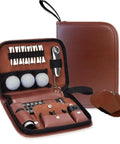 All In One Golf Accessories Kit For Men And Women With Rangefinder And Multifunction Tools in brown leather-style case