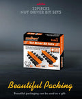 Box of 22 Piece Power Nut Driver Set For Impact Drill SAE And Metric Bits One Quarter Inch Hex Driver Keys Hex Drill Bit Kit