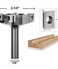 Pro Grade Spoilboard Surfacing Router Bit With Half Inch Shank And Two And A Half Inch Diameter, Four Wing Planer Built For Wood Slab Flattening