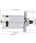 Pro Grade Rs550 21V Dc Gearmotor With 8 Tooth Conical Saw Drive shown with dimensions for robotics and industrial automation.
