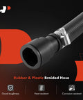 Inlet And Outlet Heater Hose Pipe Line Assembly For Chevy Silverado Tahoe Suburban Avalanche 1500 GMC Sierra Yukon Cadillac Escalade ESV EXT Universal Fitment For V8 Engines And Classic American SUVs And Trucks, rubber and plastic braided hose with metal clamp.