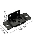 Black metal no slip quick fitting L shaped furniture joint bracket 5cm x 2.5cm x 1.7cm with dimensions visible
