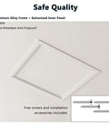 8x8 Heavy Gauge Aluminum Ceiling Access Panel With Smooth White Removable Drywall Cover For Rad Home Reno and Quick Maintenance Fixups Without Any Stress Or Drama, shown installed in ceiling.