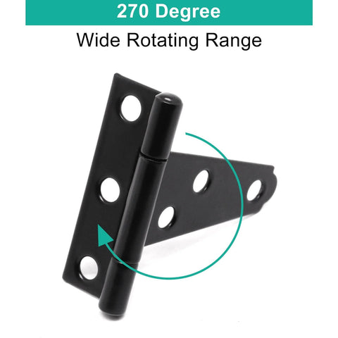 Single T hinge from Six Pack 2 Inch T Hinges For Doors And Gates In Outdoor Black Finish Heavy Duty Carbon Steel Construction Rustproof
