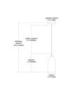 Diagram showing dimensions of Verona Mini Pendant Light 1 Light Satin Nickel Finish With Snow White Glass Pendant Ceiling Fixture