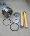 Waterjet spare parts piston assembly for intensifier pump; yellow pistons, metal discs and seals (Win-Win) front view