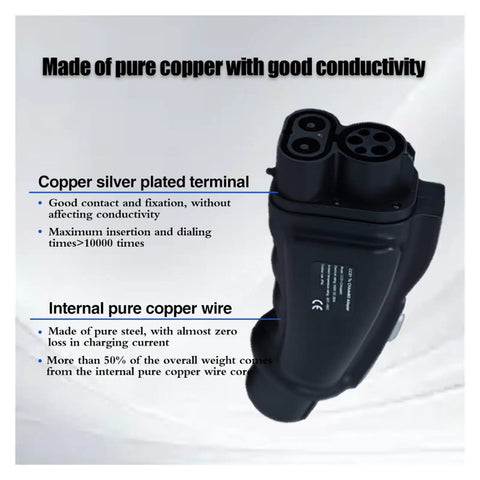 Fast Lane 250A Power Delivery With This Dependable Ccs Combo One To Chademo Dc Ev Adapter showing copper terminals and wire.