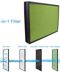 4 In 1 Replacement Filter For HSP002 Smart True HEPA Air Purifier 2.0 With Pre Filter HEPA Activated Carbon With Zeolite And Cold Catalyst