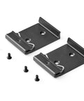 DIN Rail Mount Clip 42mm Wide Universal Bracket Clamp For Switches And Injectors 2 Pack with screws on white background