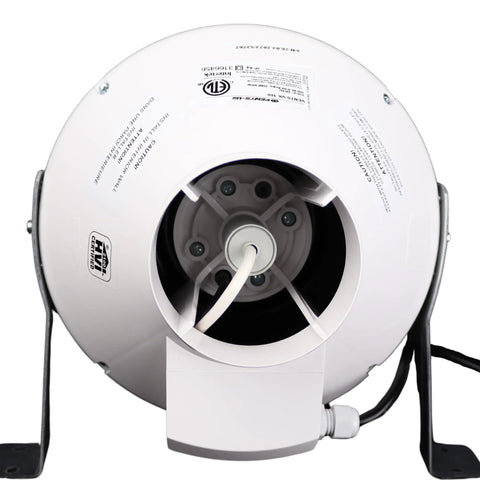 Centrifugal Inline Duct Fan VK 100 4 Inch Plastic Casing Up To 162 CFM For High Static Duct Pressure front view with power cord