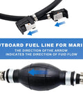 Universal Marine Fuel Line Hose 3/8 Inch ID, 7 Ft With Primer Bulb And Steel Clamps, Outboard Boat RV Gas And Diesel Transfer Line