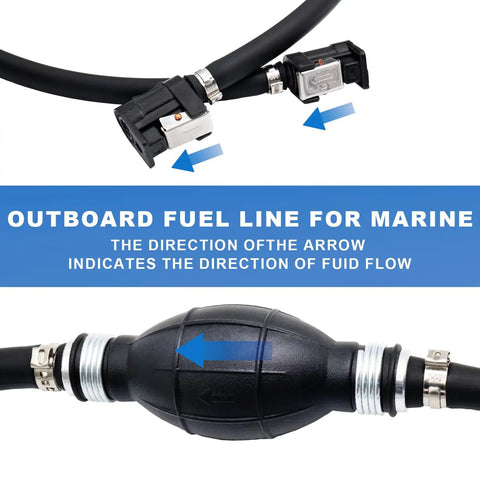 Universal Marine Fuel Line Hose 3/8 Inch ID, 7 Ft With Primer Bulb And Steel Clamps, Outboard Boat RV Gas And Diesel Transfer Line