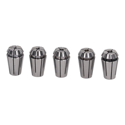 Premium Thonlai Cnc Engraving Collet Chuck Set With Durable Spring Steel Precision Tapping Kit For Grinding And Machining 5 Pcs High Performance, stainless steel collets viewed from the front.