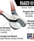 Close-up of Beefy Heavy Duty Cable Cutter For Aluminum, Copper And Communications Cable With Beveled Jaw, Made in USA