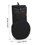 Heavy Duty Oxford Fabric Snare Drum Carry Pouch With Spacious Accessory Compartments. Compact dimensions for easy transport.