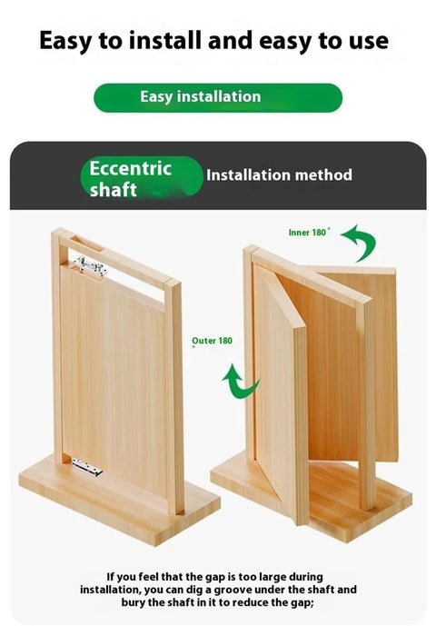 Heavy Duty Hidden Door Hinge Set For Wood Doors With 360 Degree Rotation And Black Hardware installation method illustration