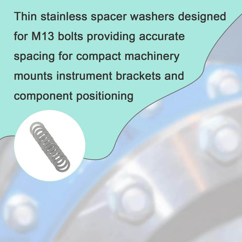 M13 By 19mm 304 Stainless Flat Washer Shim Set 48 Pieces With Four Thicknesses image showing spacer washers for M13 bolts.