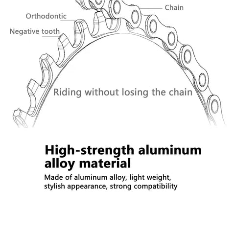 Diagram of 32T Aluminum MTB Crankset 170mm With 104 BCD Narrow Wide Chainring Bolts Included 74mm Mounting Hole Spacing CNC Round Chainring
