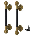 Rugged Rustic Industrial Cast Iron Door Handle Kit 42cm Long Multipurpose Barn Door Hardware with mounting screws